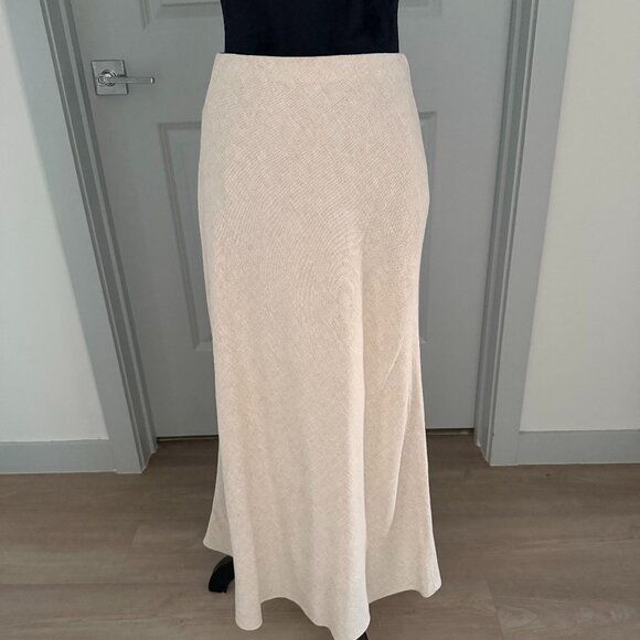 Banana Republic Dresses & Skirts - Banana Republic Womens Midi Skirt Linen Blend Size XS Oat Lined Pull On